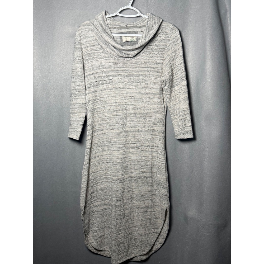 Anthropologie Saturday Sunday Cowl Neck Dress Grey Space Dye Knit 3/4 Sleeve S